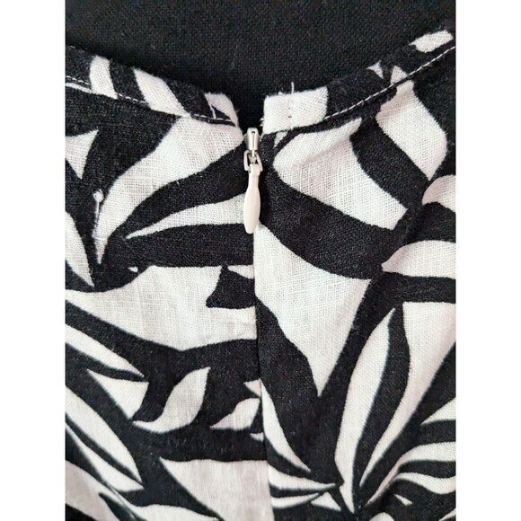 J Jason Wu Romper Women's sz 2X Linen Blend Black White Hawaiian Botanical Zip - Picture 8 of 16